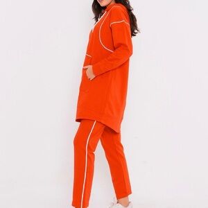 Modanisa Modest Tracksuit Set Islamic Sport Outfit Orange Zip-up Hoodie & Pant